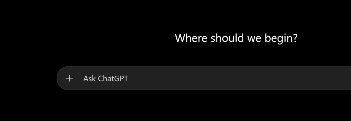 ChatGPT start screen asking